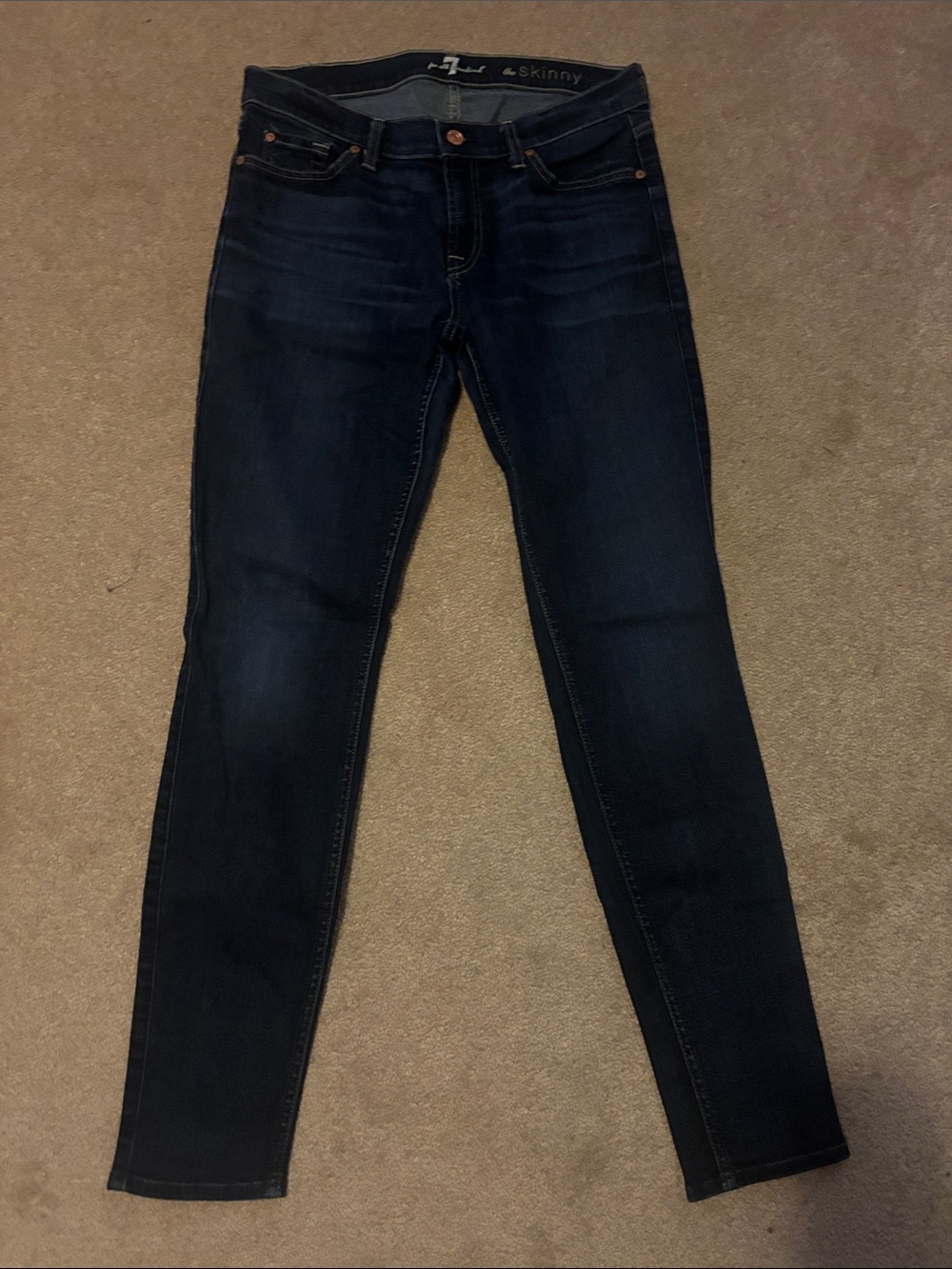 7 For All Mankind Dark Blue Skinny Jeans Size 30